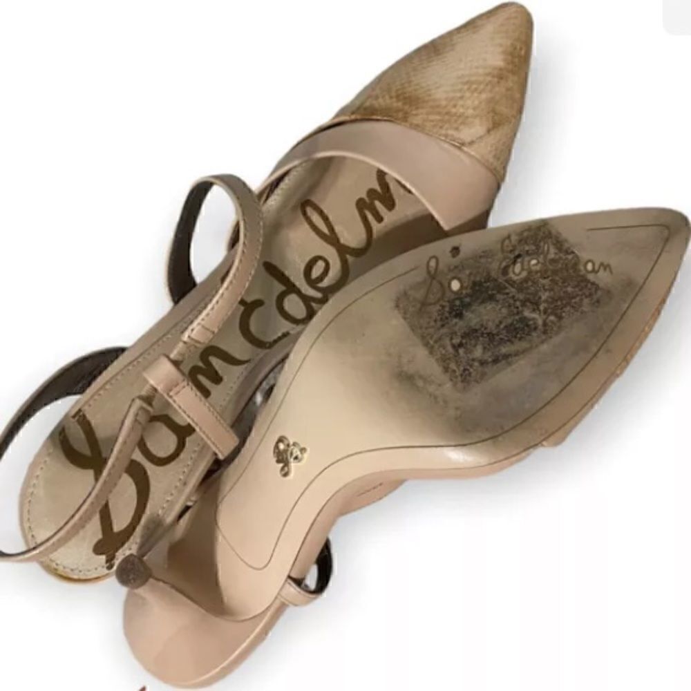 SAM EDELMAN OTHELLO NEUTRAL PUMP HEEL SLING BACK WOMEN'S SIZE 5 - Picture 5 of 5
